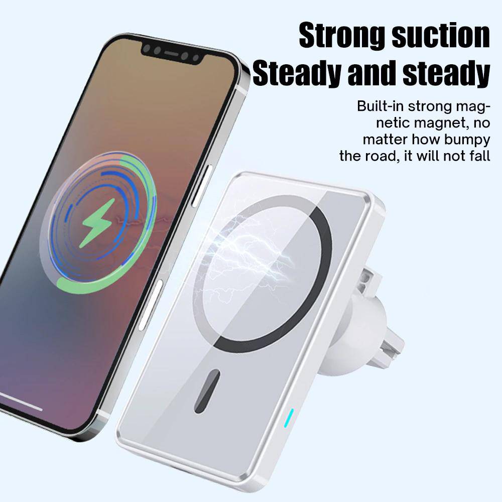 15W Fast Wireless Magnetic Strong Suction Charger Car Holder Air Vent Bracket For iPhone