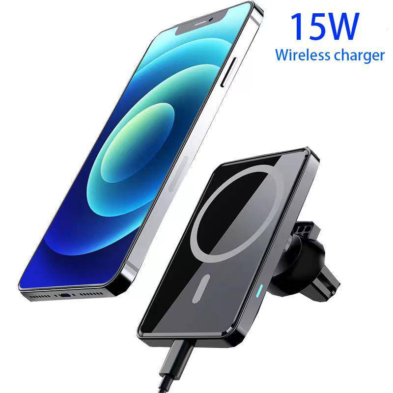 15W Fast Wireless Magnetic Strong Suction Charger Car Holder Air Vent Bracket For iPhone