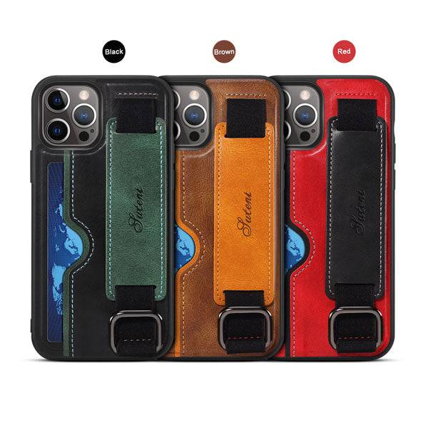 2022 Protective Leather Kickstand Wristband Case For iPhone