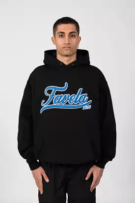 3D COLLEGE BLACK BLUE/WHITE SNAP BUTTON HOODIE