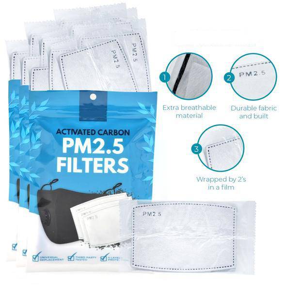 Activated Carbon Filters PM2.5 - 5 layers - 10 pcs