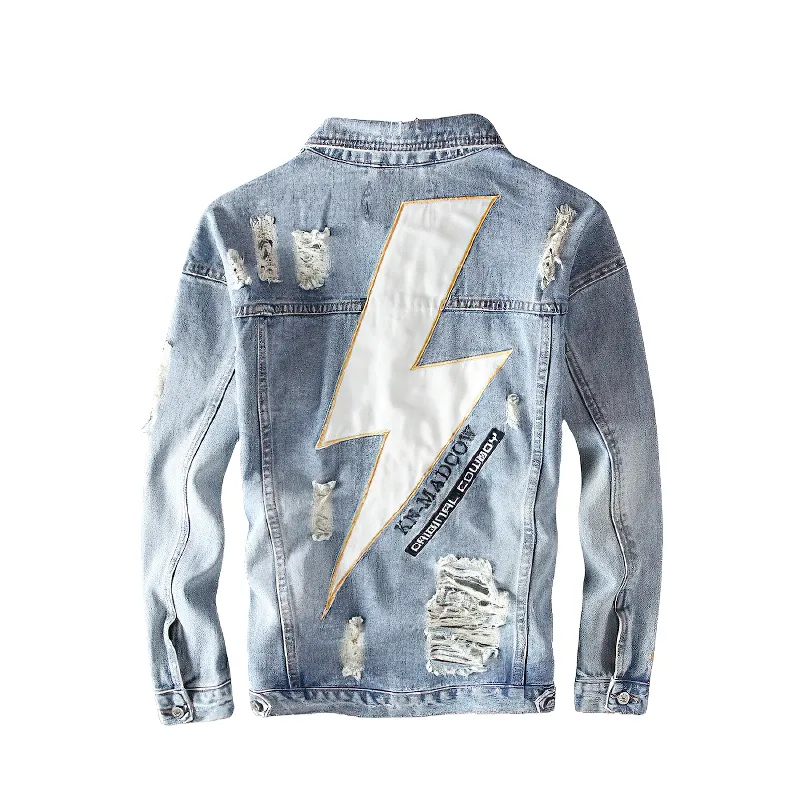 Alternative Streetwear Men's Jacket / Printed Denim Jackets For Men