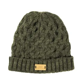 Aran Cable Beanie Hat - Dk Green