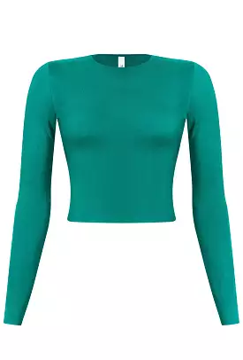 Arianna Long Sleeve Solid Basic Crop Top