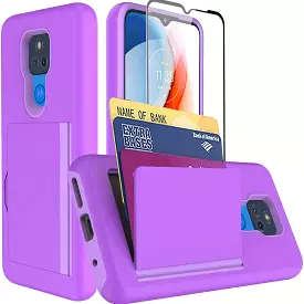 Armor Protective Card Holder Case for Moto G Play 2021 With Screen Protector