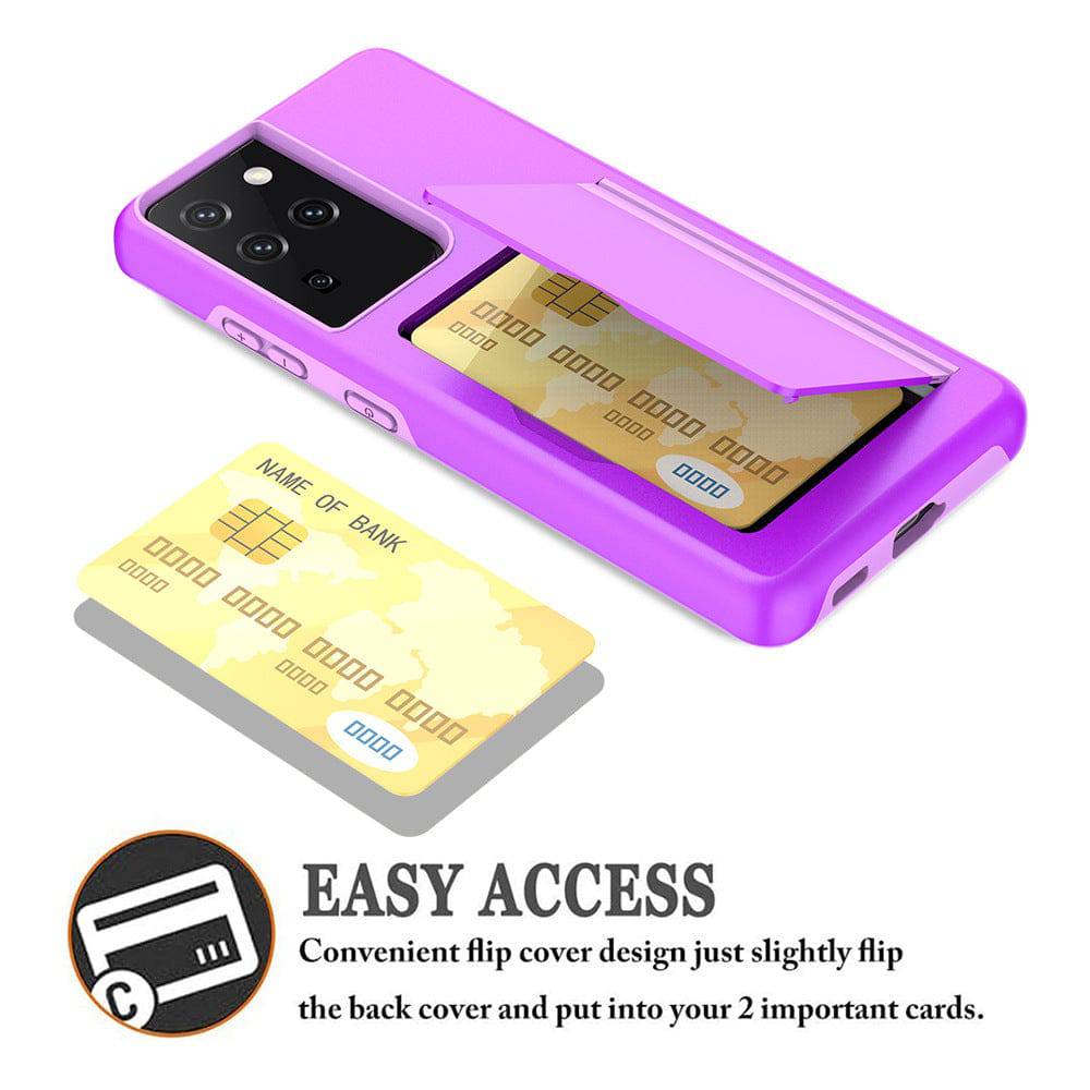 Armor Protective Card Holder Case for Samsung S Series With 2-Pack Screen Protectors