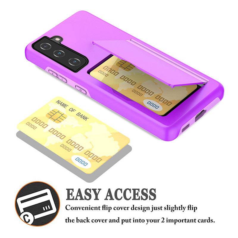 Armor Protective Card Holder Case for Samsung S21 FE(5G) With 2-Pack Screen Protectors