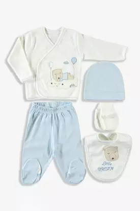 Blue Bear in The Clouds Print Newborn Girl Set