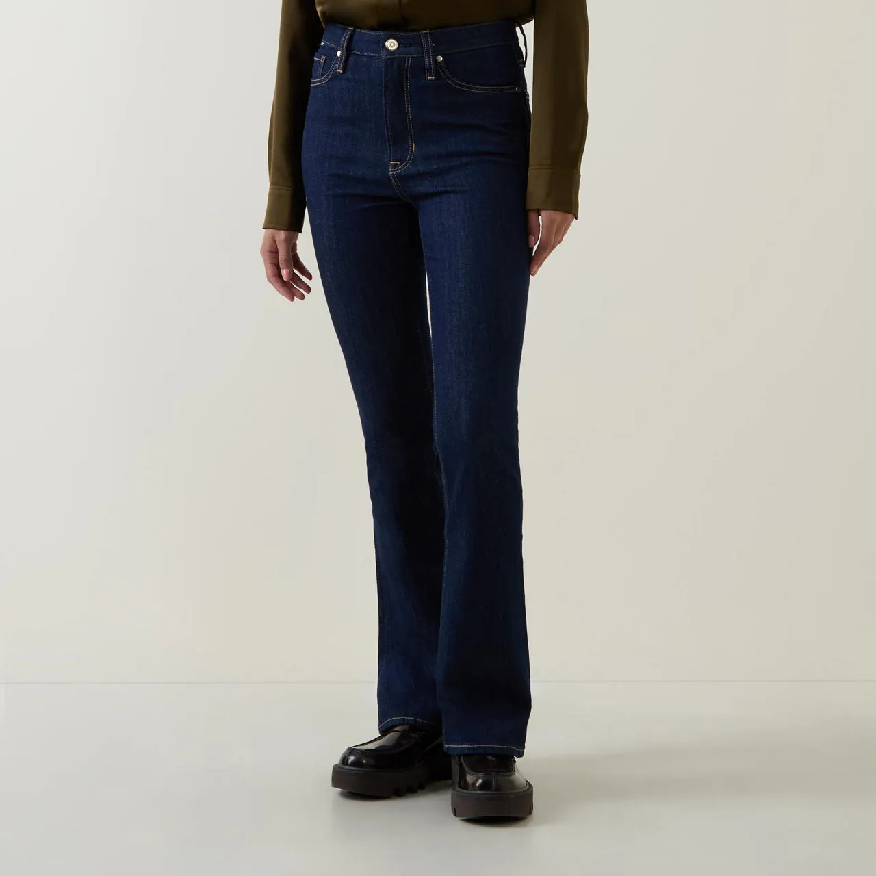 BOSS Rosa High-Rise Bootcut Jeans - Navy