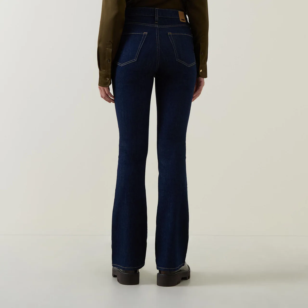 BOSS Rosa High-Rise Bootcut Jeans - Navy