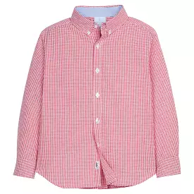 Button Down Shirt - Red Seersucker Gingham