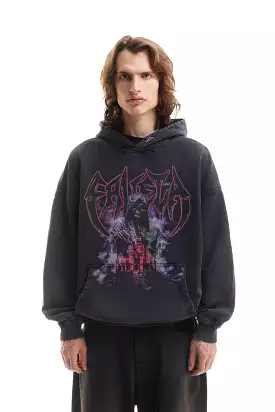 CASTLE BLACK WASHED HOODIE