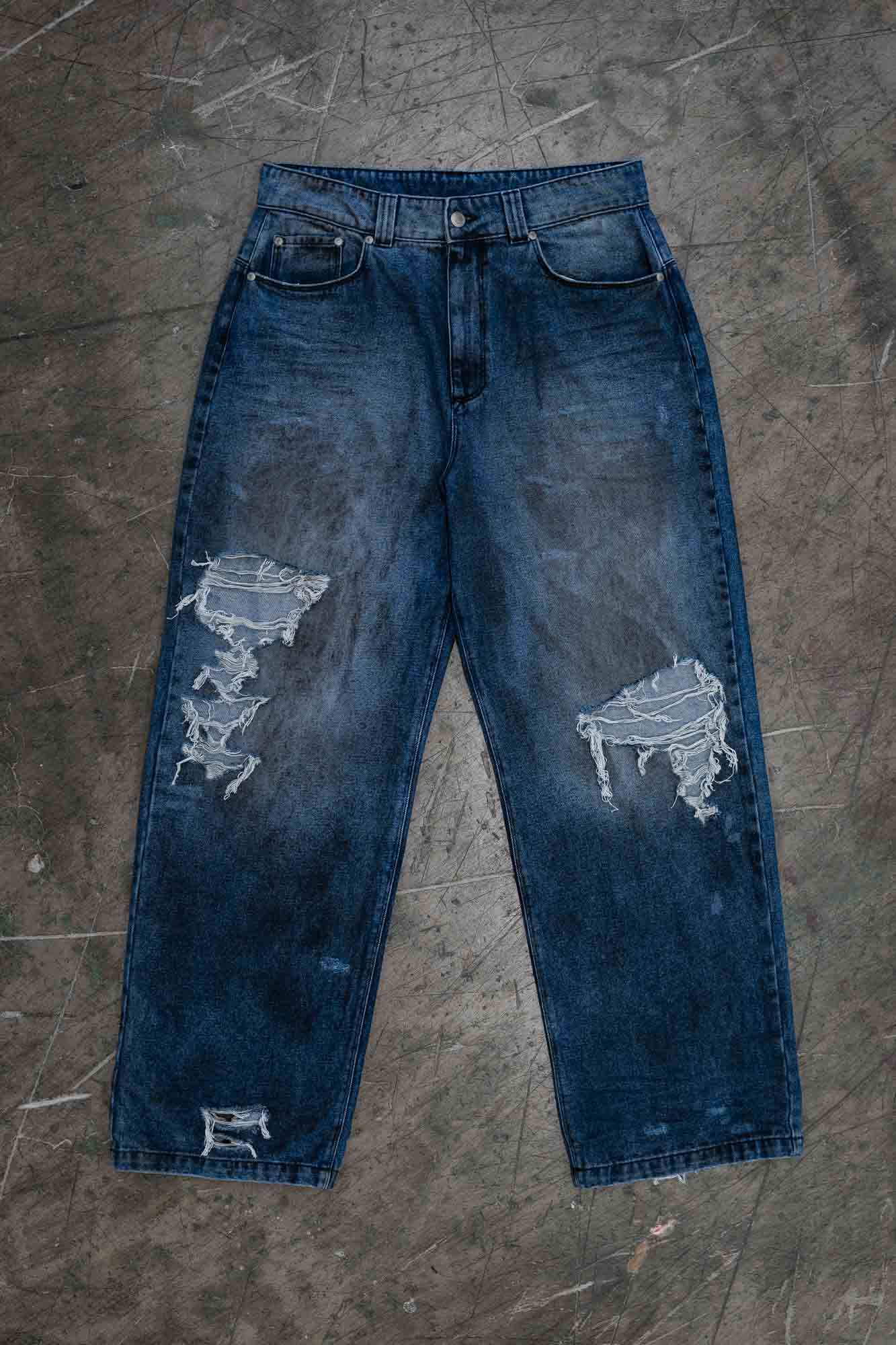 DARK BLUE DIRT WASH DENIM