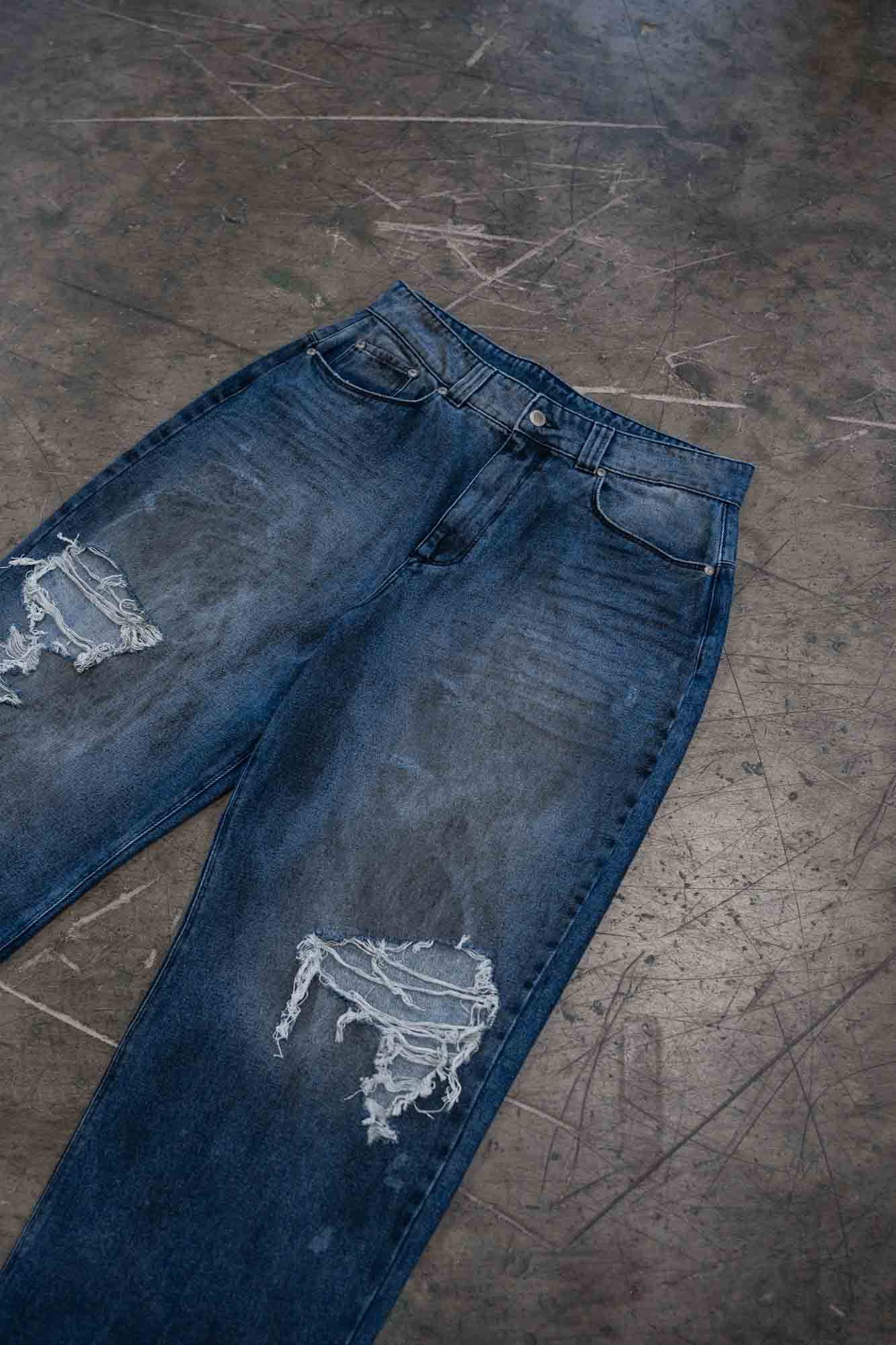 DARK BLUE DIRT WASH DENIM