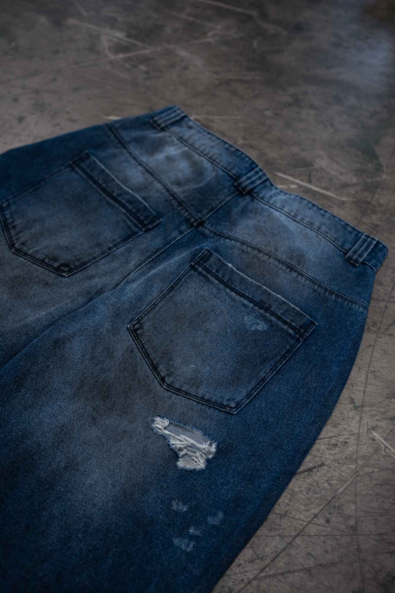 DARK BLUE DIRT WASH DENIM