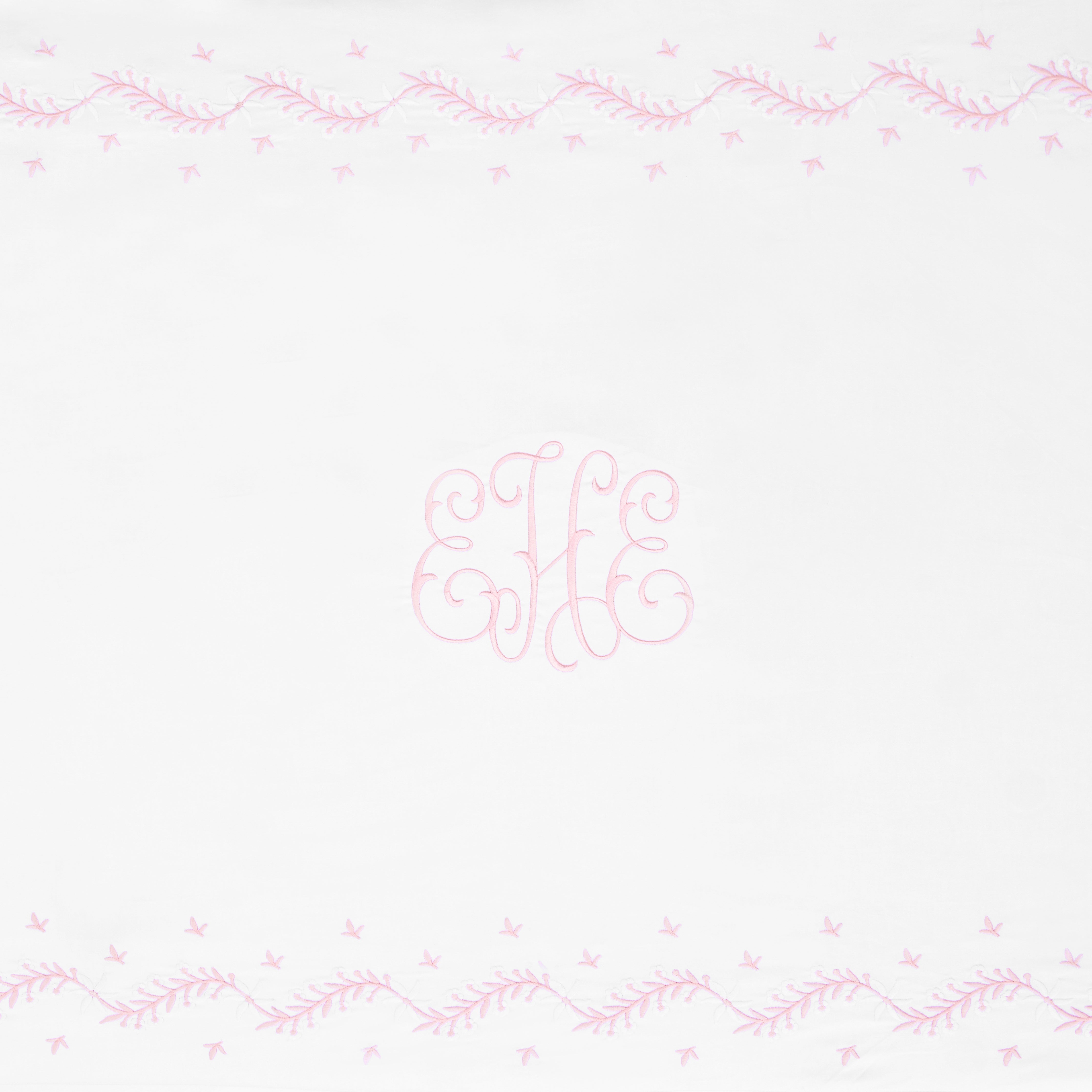 Embroidered Crib Sheet - Blush