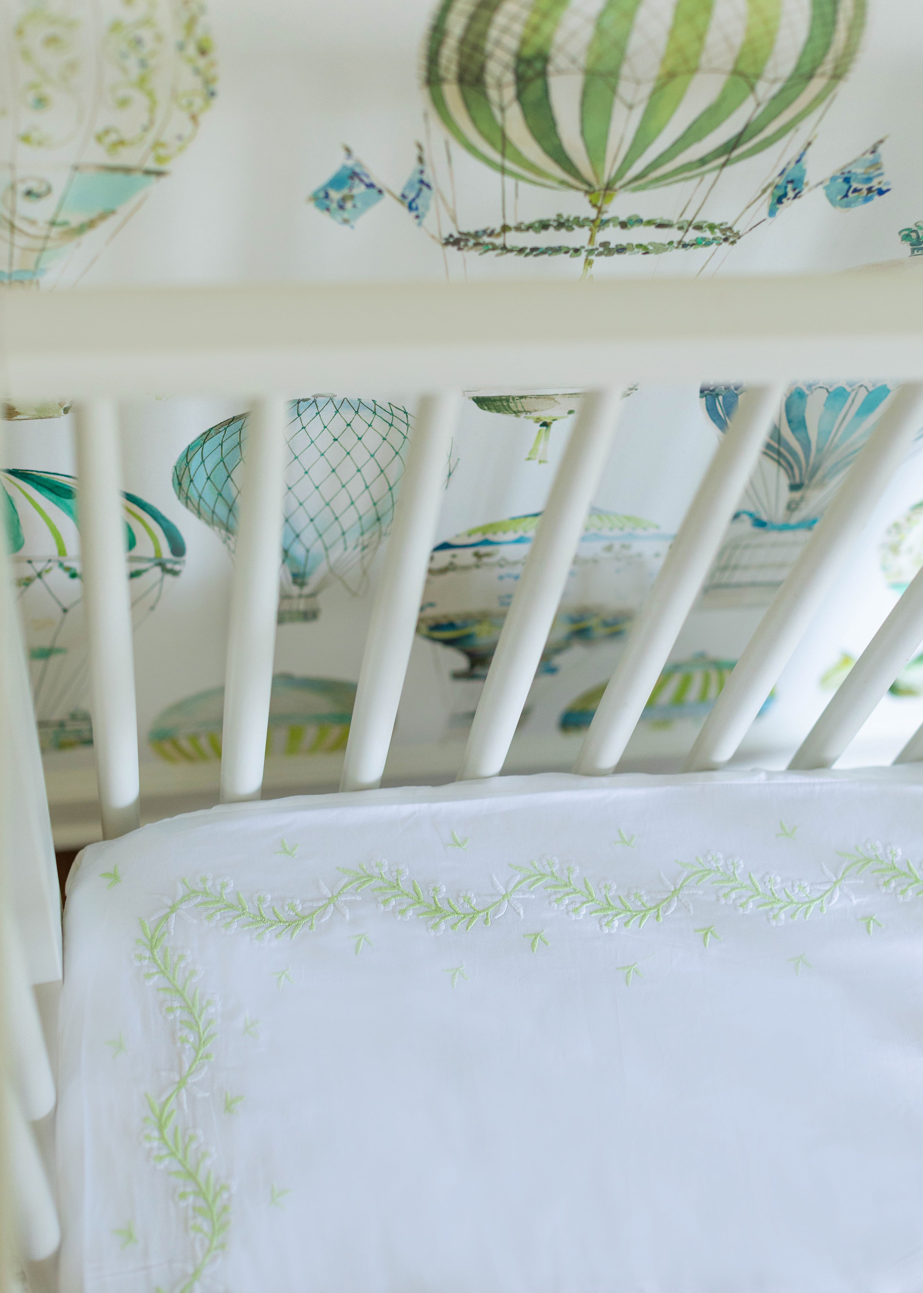 Embroidered Crib Sheet - Meadow