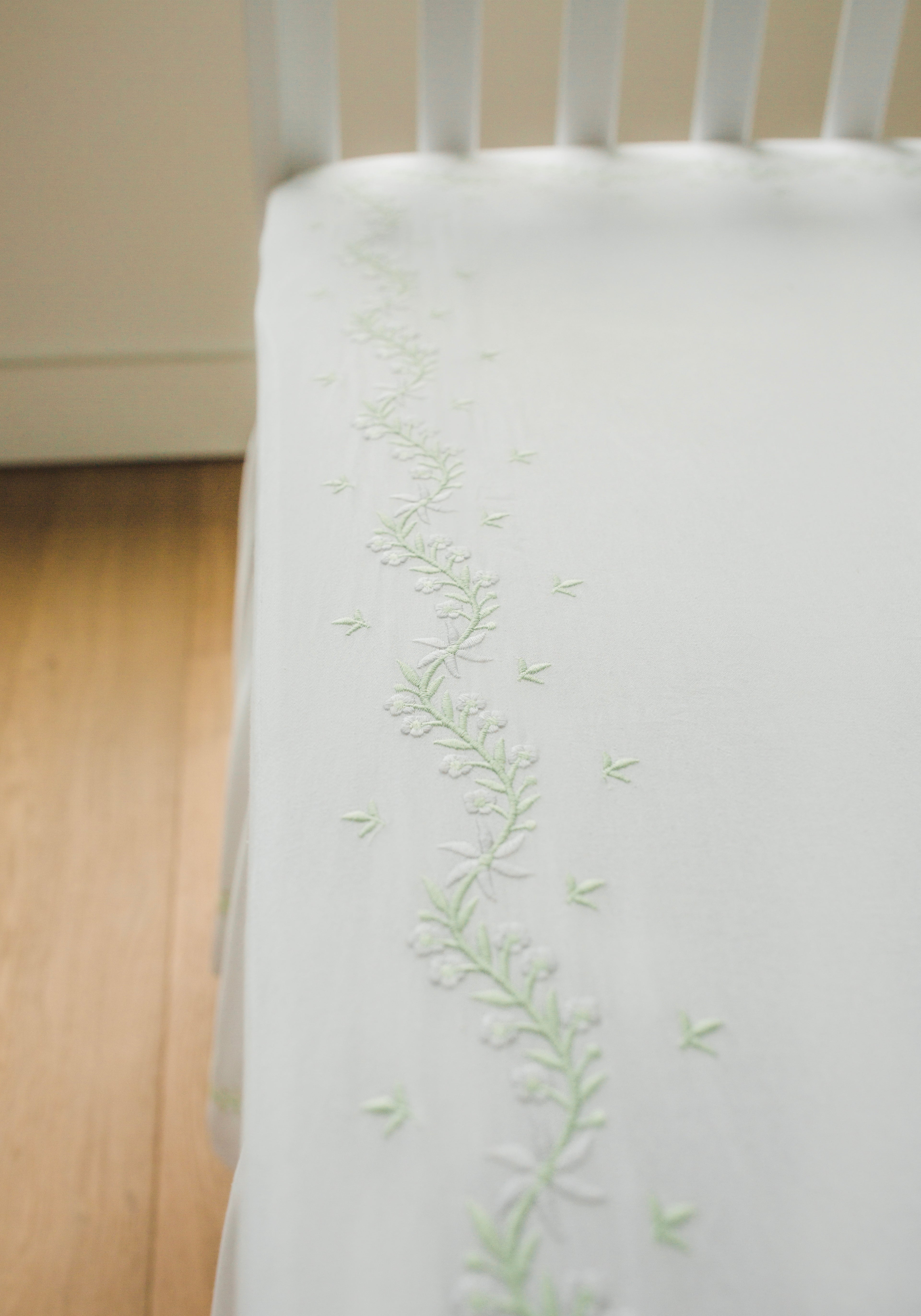 Embroidered Crib Sheet - Meadow