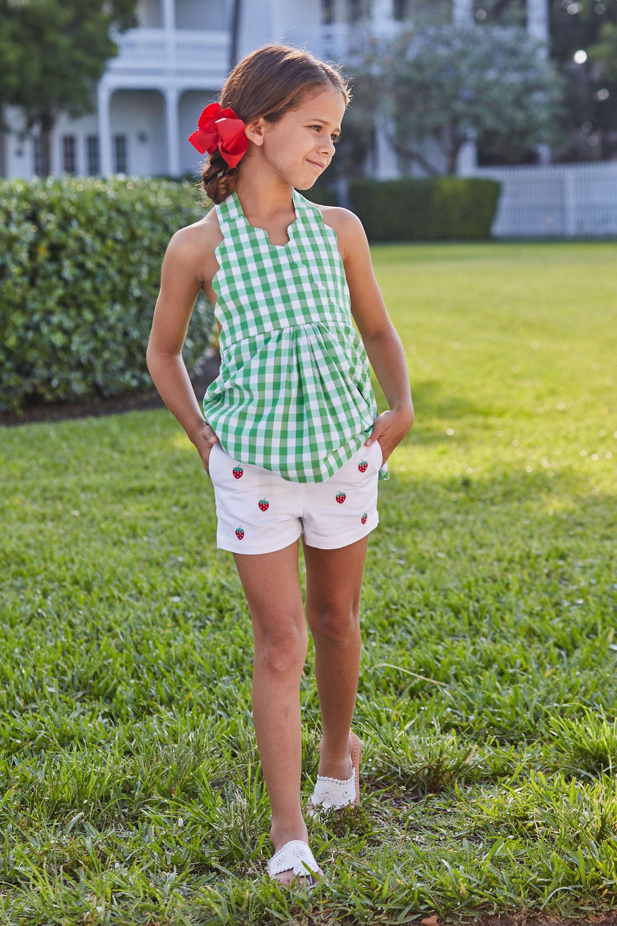 Embroidered Mini Short - Strawberry