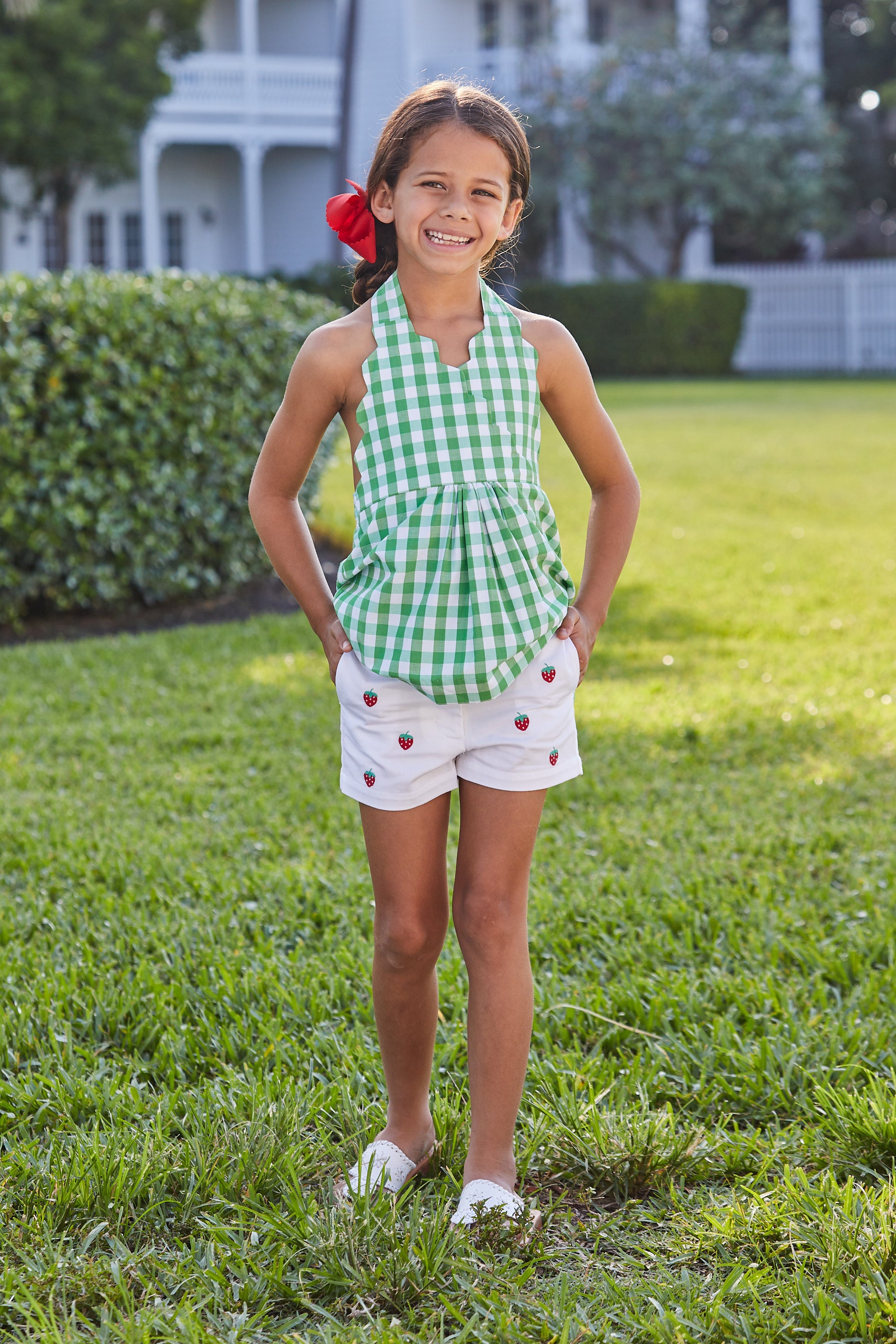 Embroidered Mini Short - Strawberry