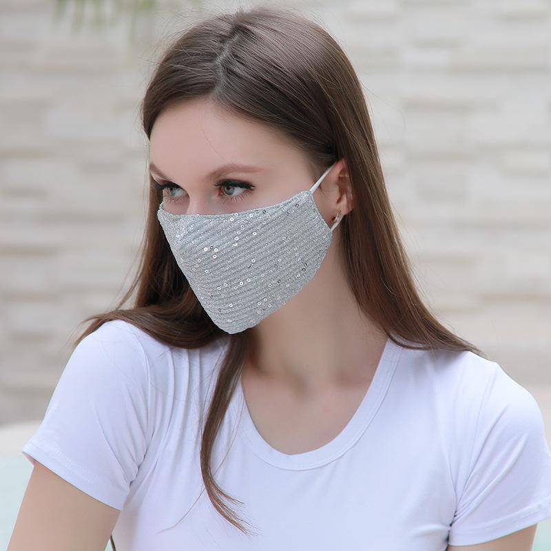 Fashion shiny Facewashable And Reusable Outdoor Sequined Cover Face-Mask