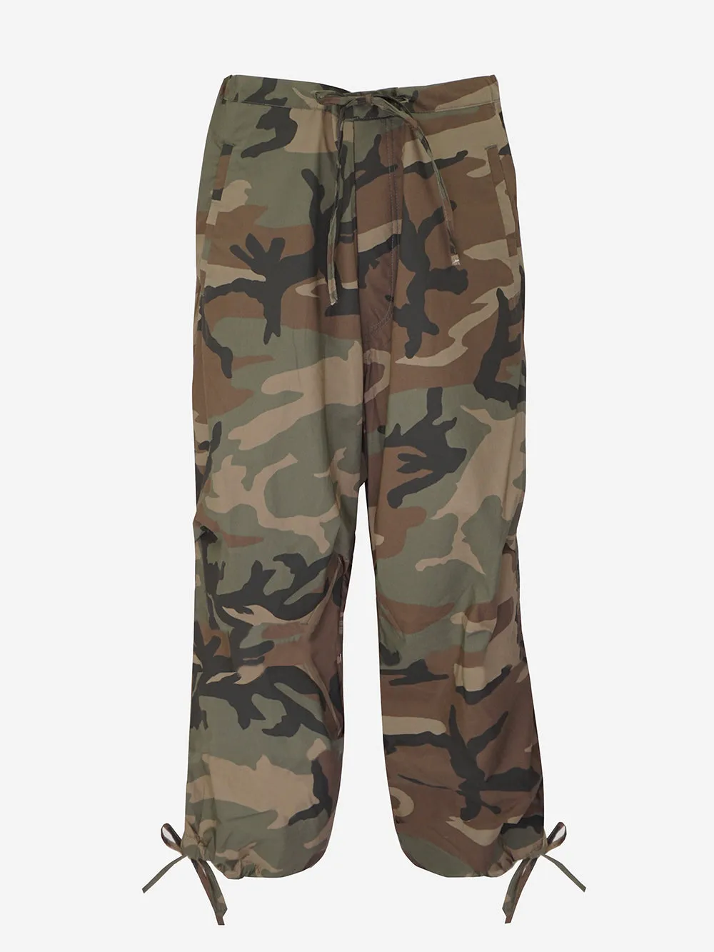 Front street 8 - Pantalone cargo in cotone camouflage con lacci regolabili