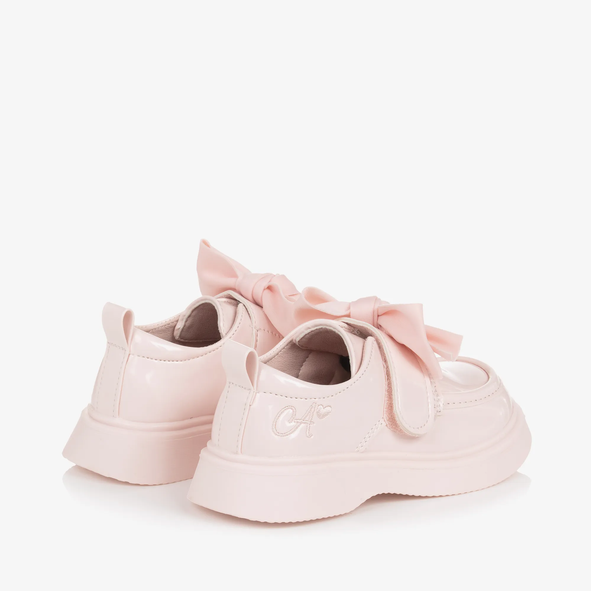 Girls Pink Faux Leather Patent Shoes