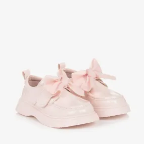 Girls Pink Faux Leather Patent Shoes