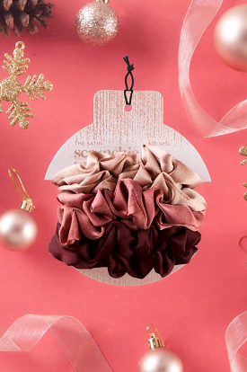 Holiday satin scrunchie 6 piece set