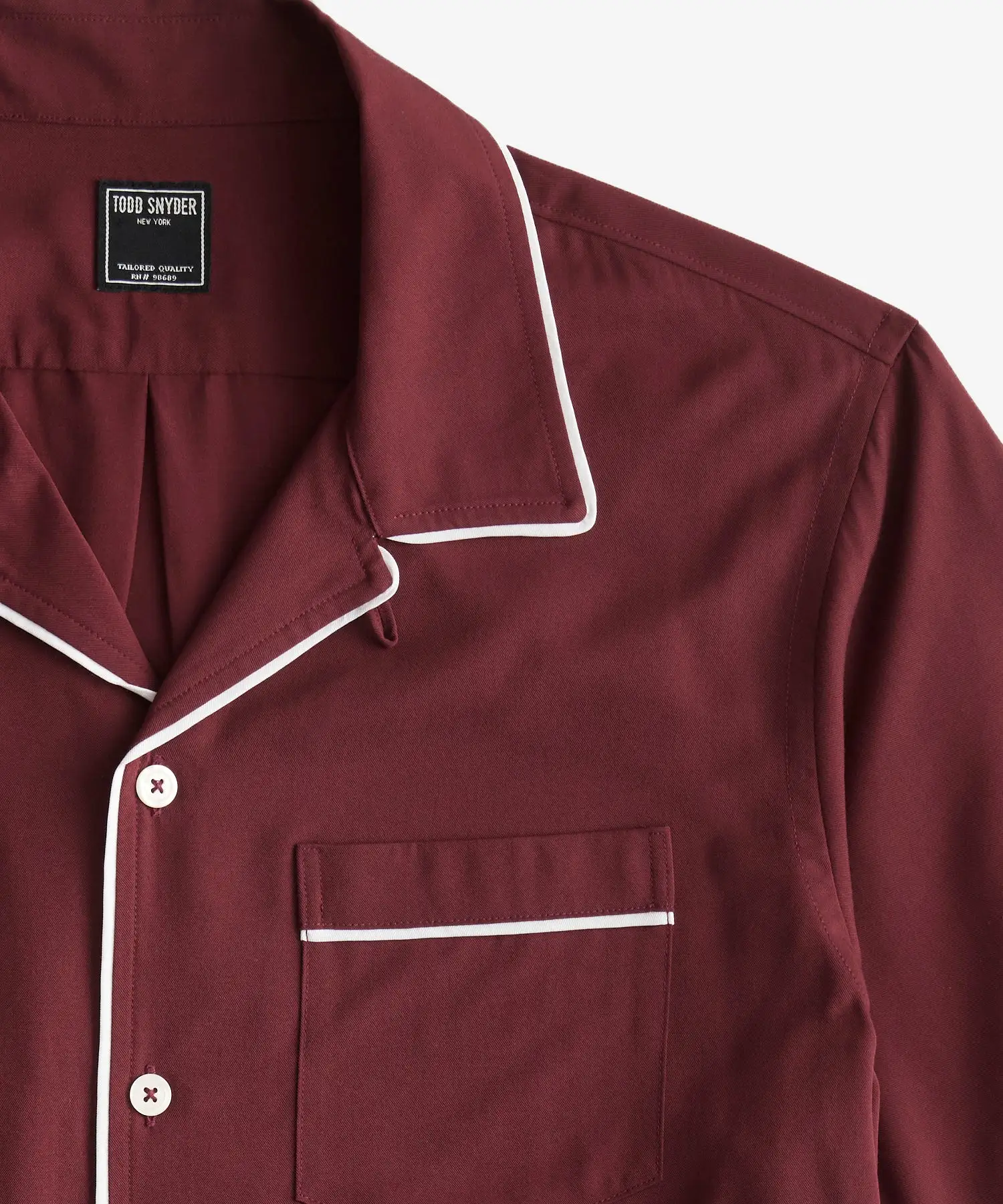 Japanese Tipped Rayon Lounge Shirt in Burgundy