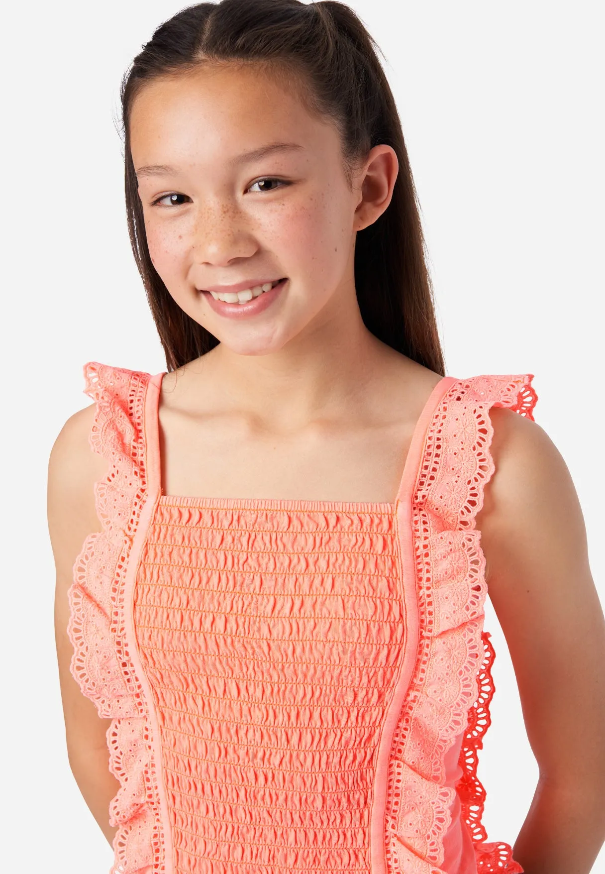 Knit Eyelet Smocked Tank