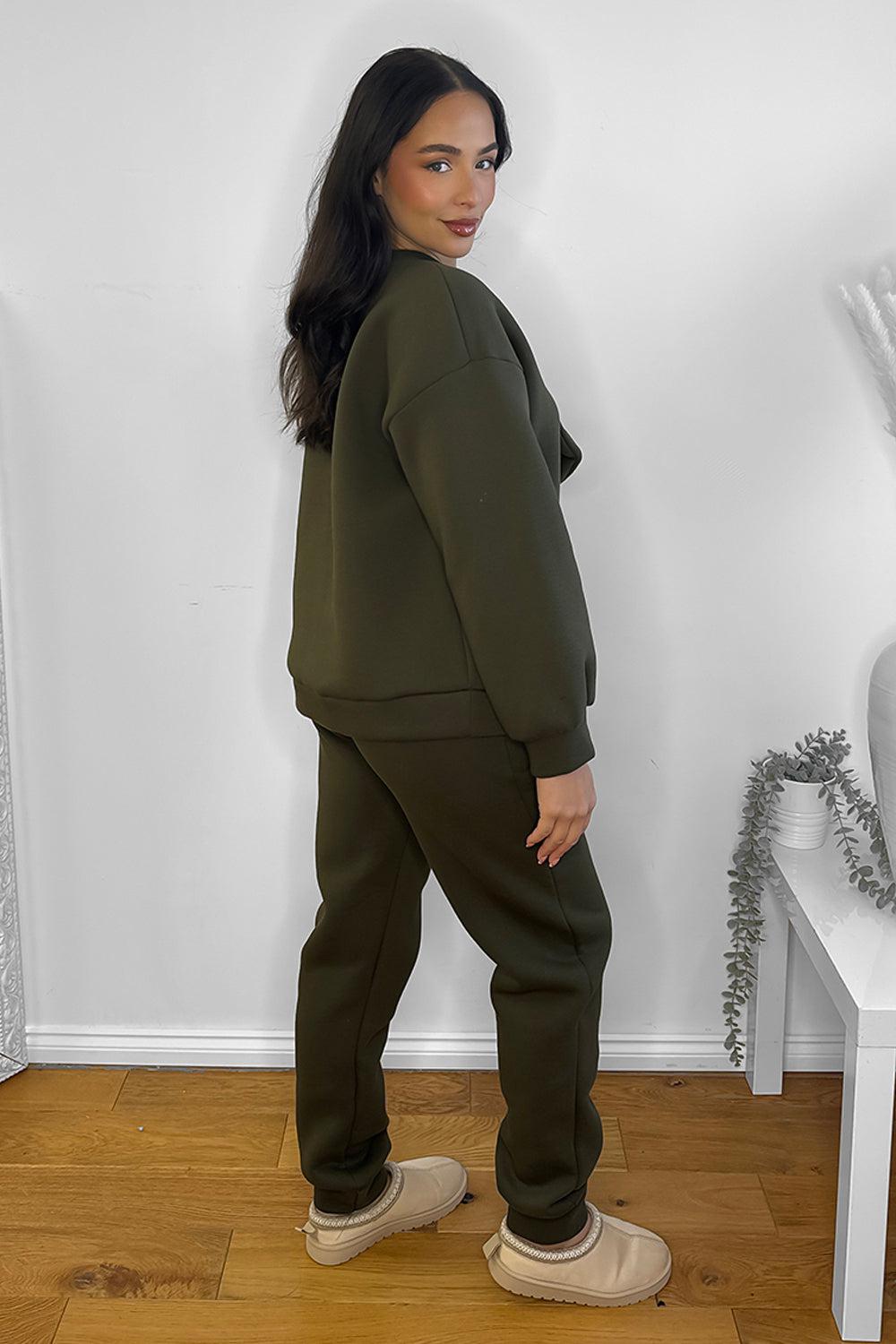 Large Bow Detail Sweatshirt And Trousers Loungewear Set