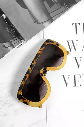 Large Straight Top Leopard Print Sunglasses