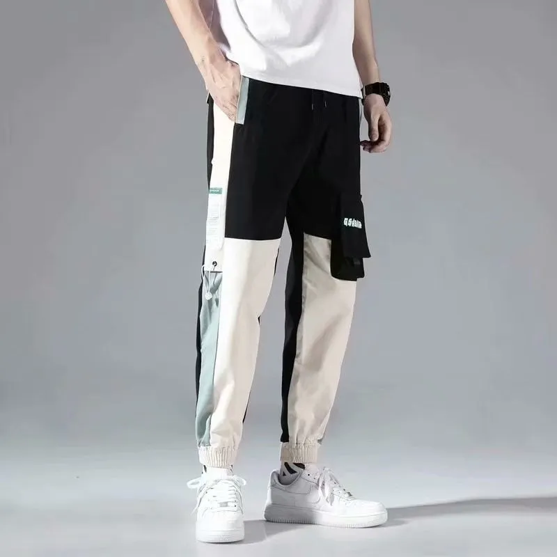 Men's Autumn White Black Casual Work Jogging Military Cargo Pants