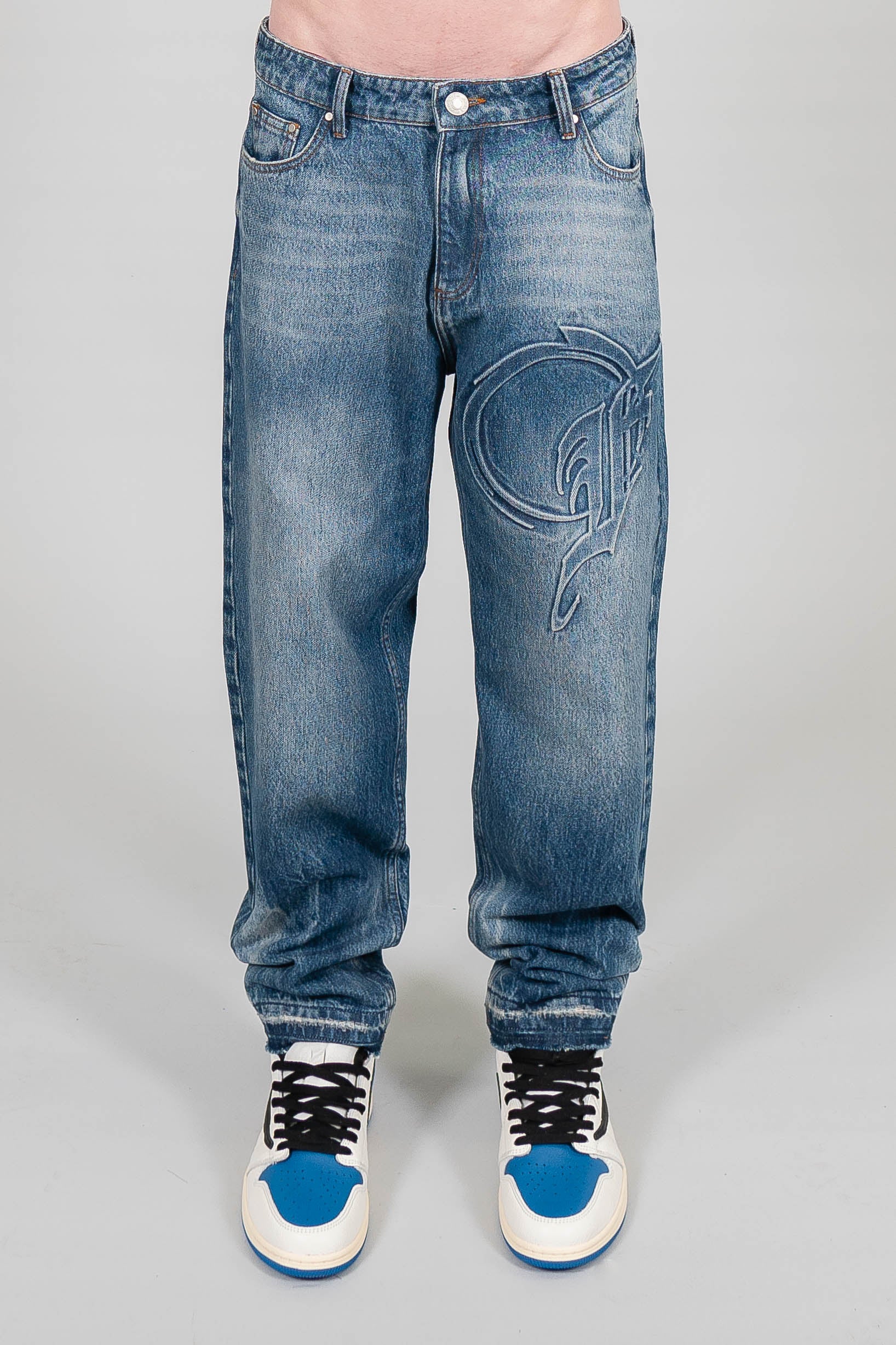 MID BLUE PUNCHED F DENIM