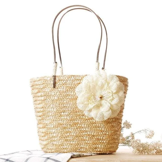 Natural Straw Bags for Women Summer Rattan Bag Handmade Woven Beach Shoulder Bags Frame Casual Tote Messenger Crossbody Bags