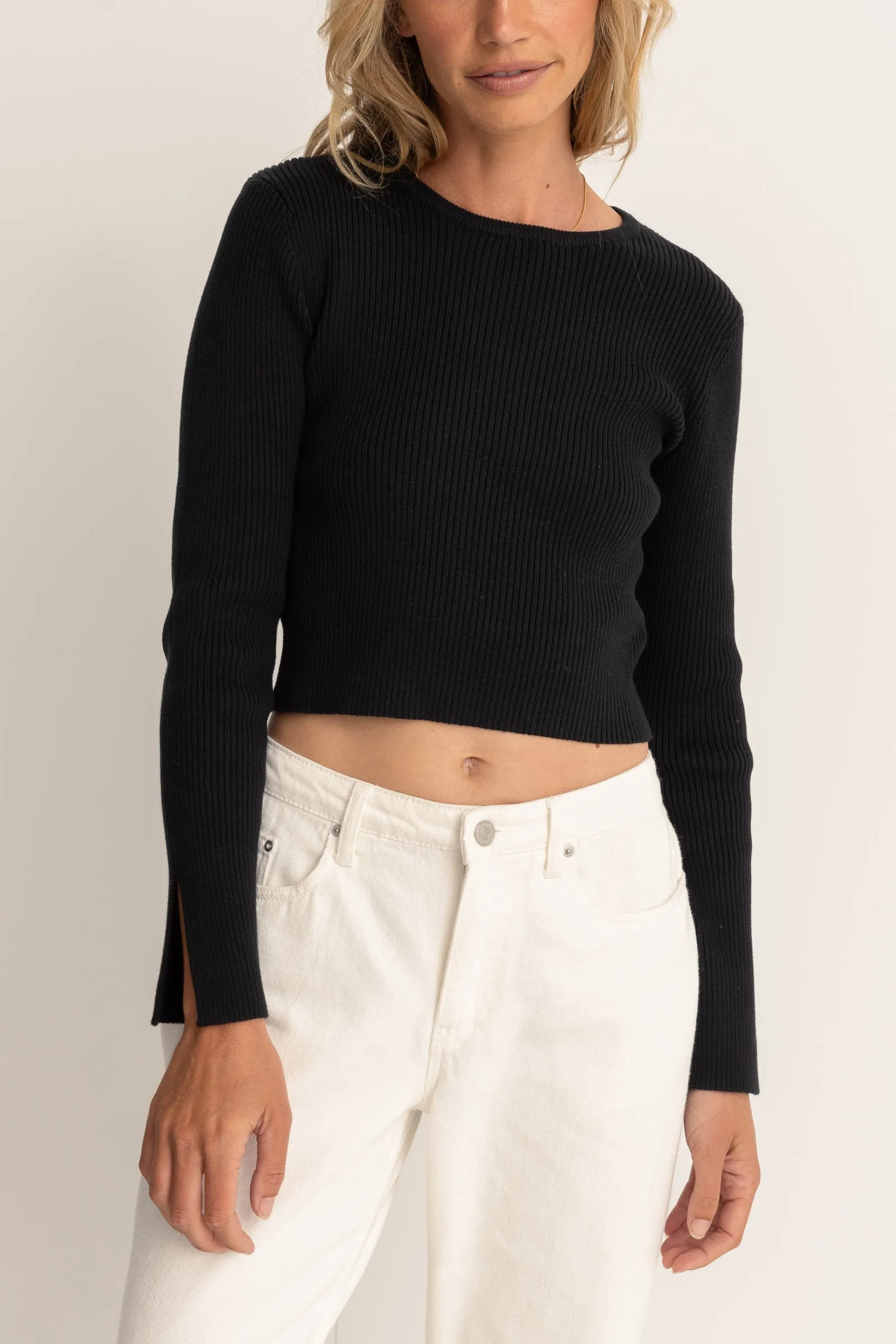 Noemie Knit Long Sleeve Top Black