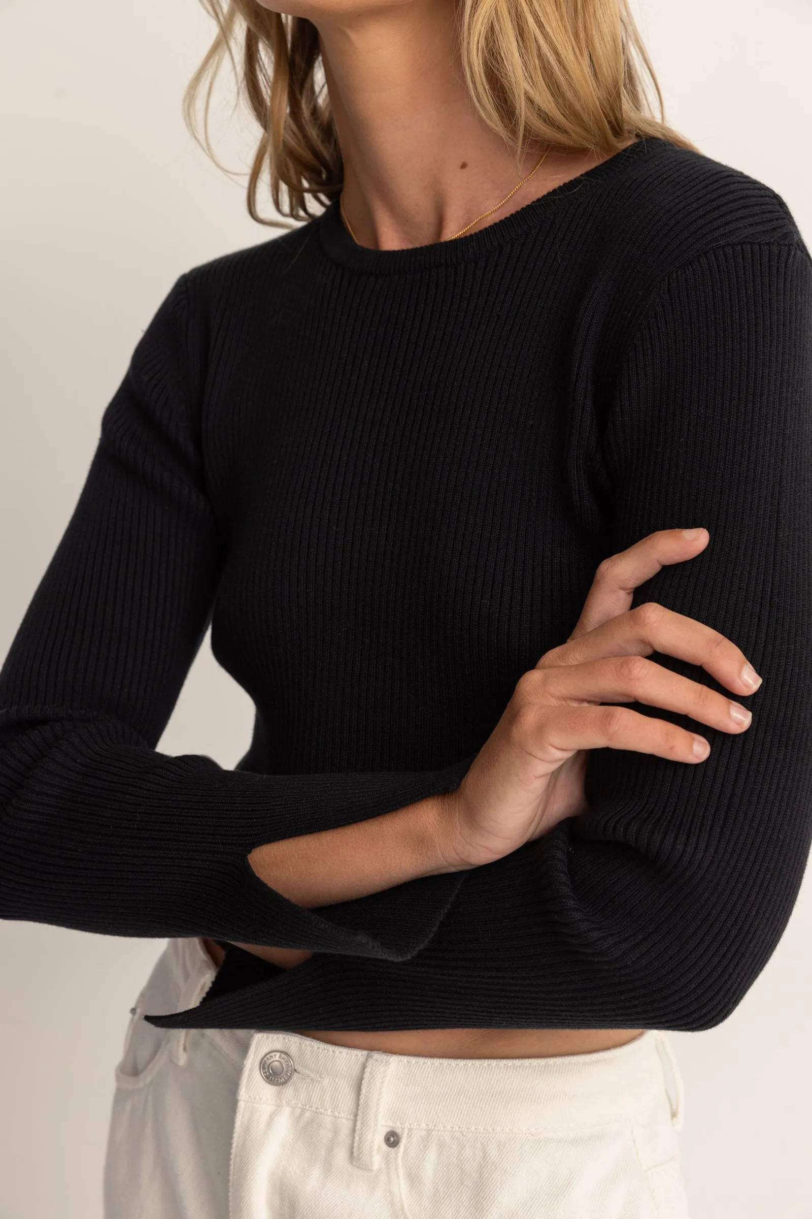 Noemie Knit Long Sleeve Top Black