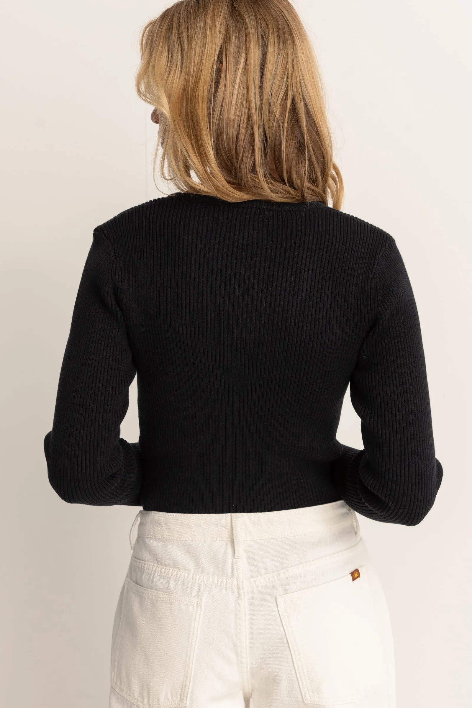 Noemie Knit Long Sleeve Top Black