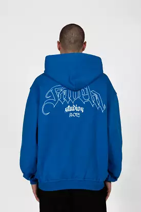 OUTLINE ROYAL BLUE SNAP BUTTON HOODIE