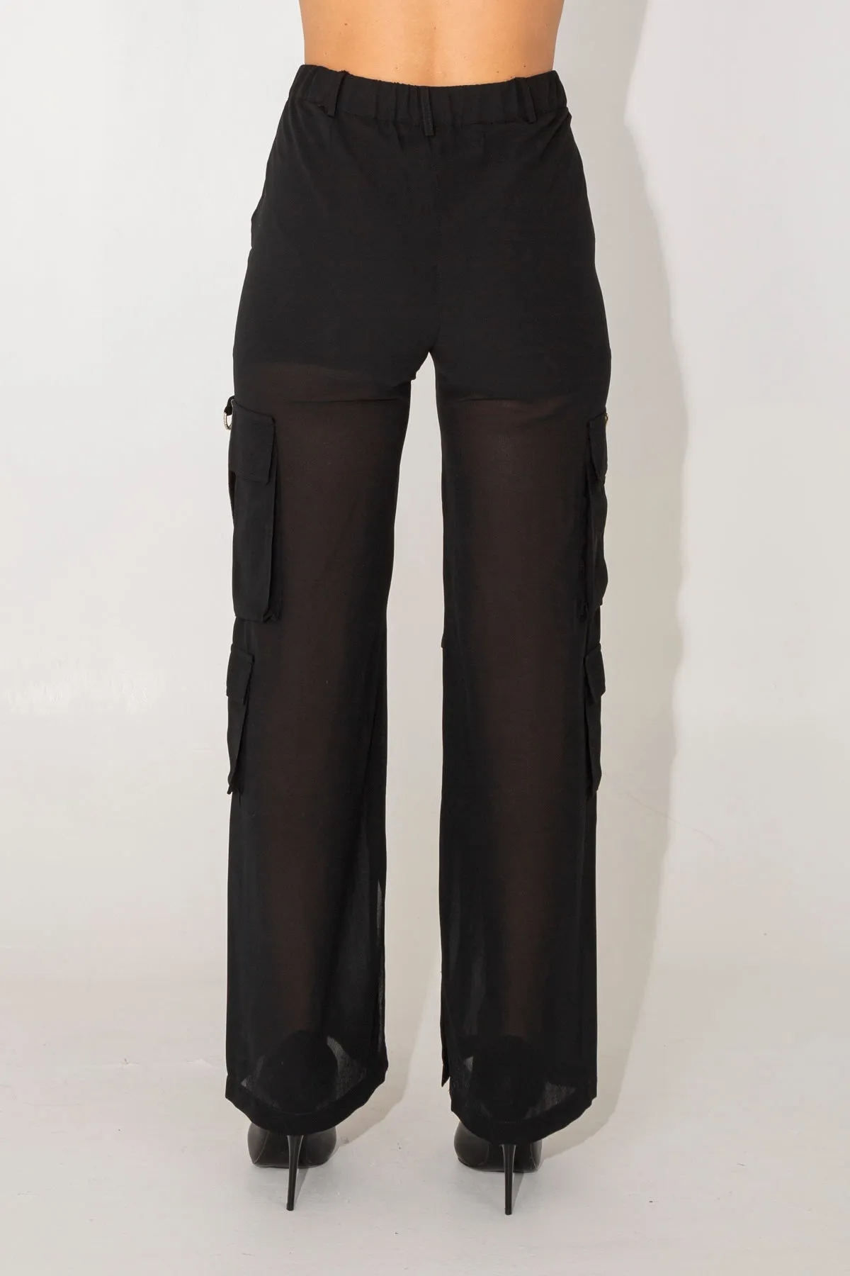 Pantaloni cargo in georgette