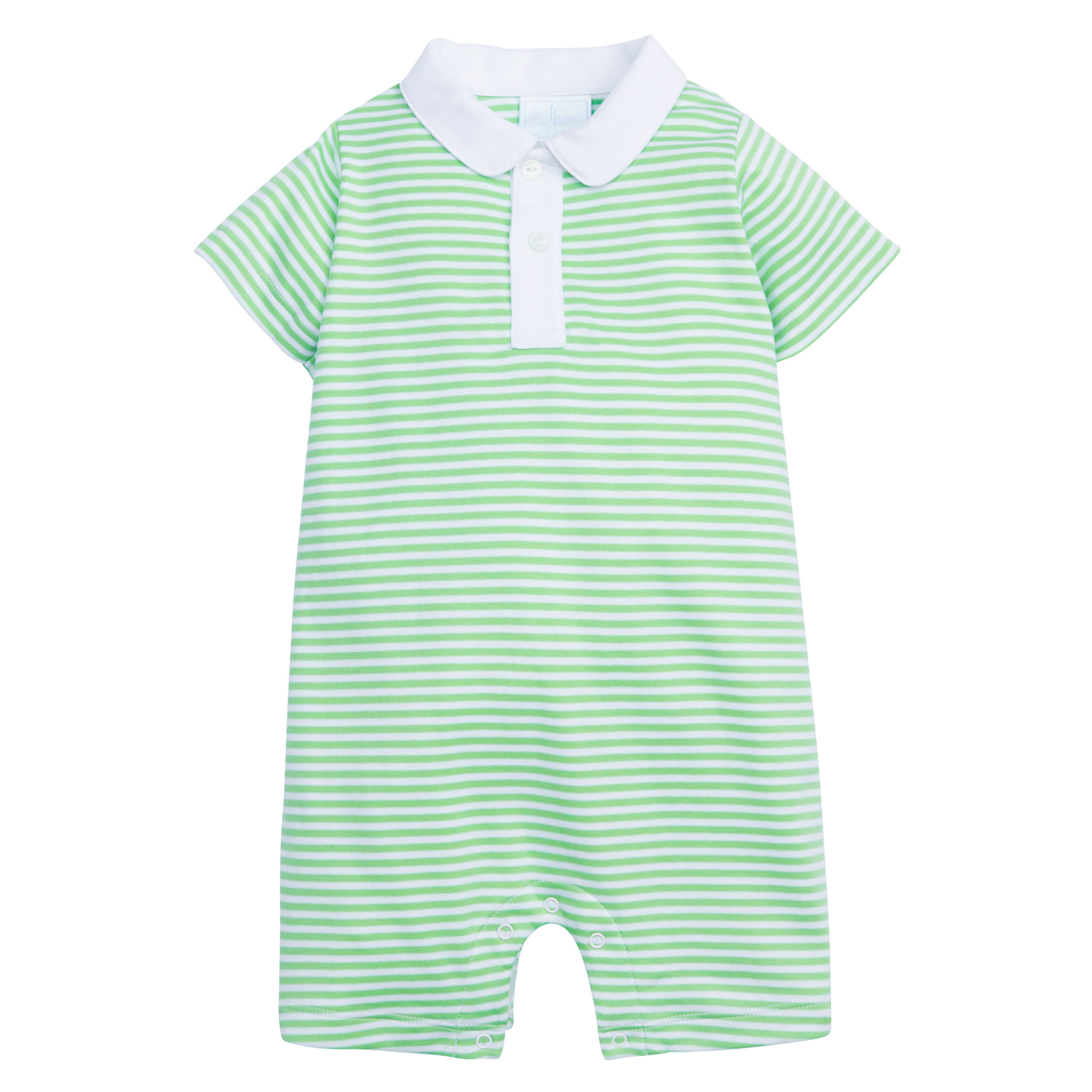 Peter Pan Polo Romper - Green Stripe