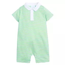 Peter Pan Polo Romper - Green Stripe