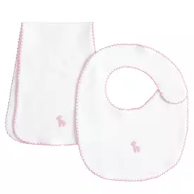 Pinpoint Bib N' Burp Set - Girl Giraffe