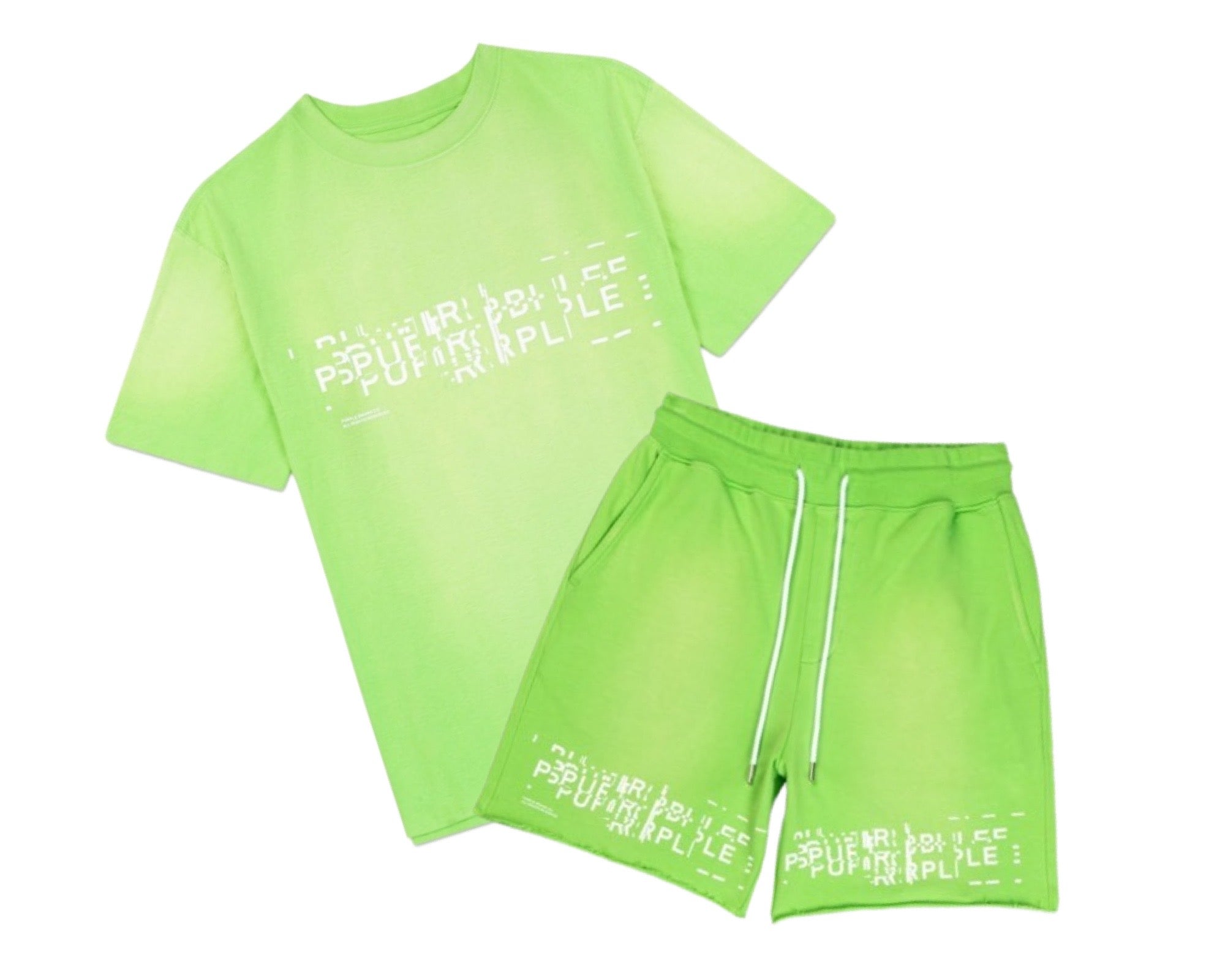 Purple Brand Green Fleece Short Set