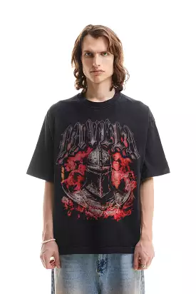 RED KNIGHT BLACK WASHED T-SHIRT