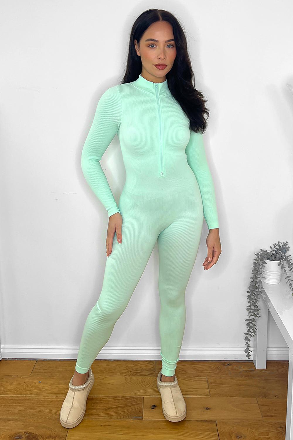 Ribbed Stretch Jersey Zipped Front Onesie