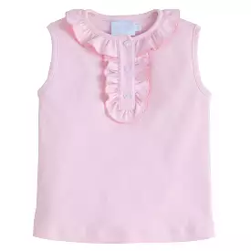 Ruffled Henley - Solid Light Pink