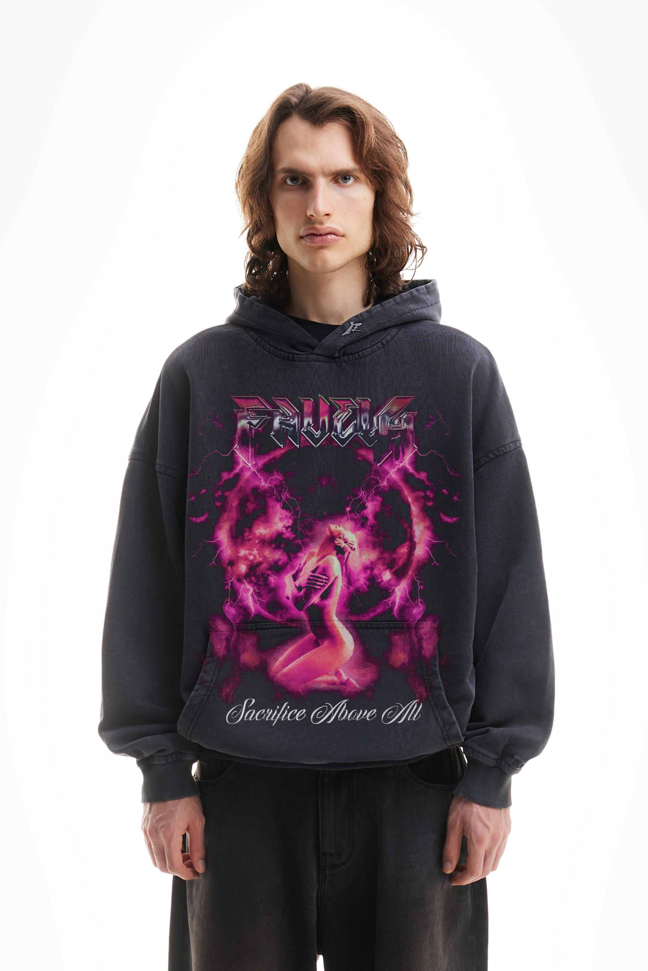 SACRIFICE BLACK WASHED HOODIE