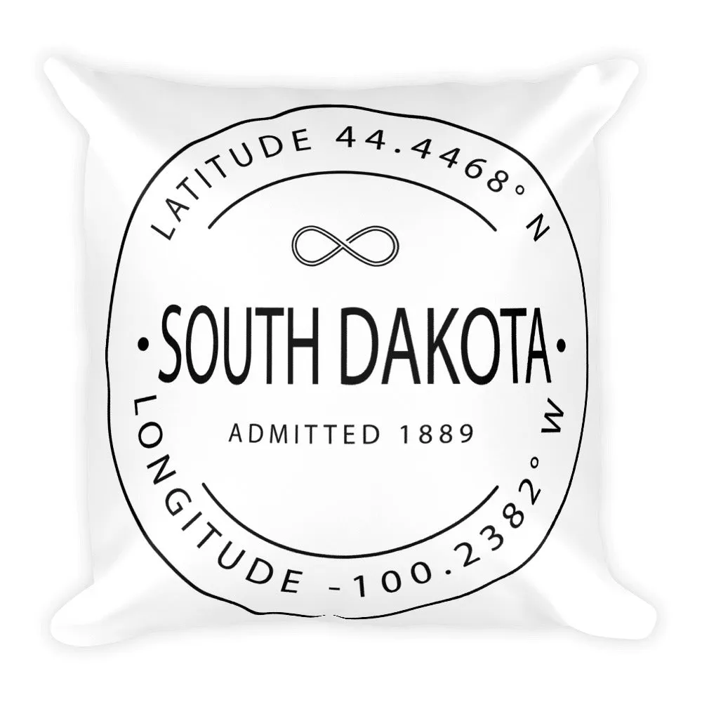 South Dakota - Throw Pillow - Latitude & Longitude